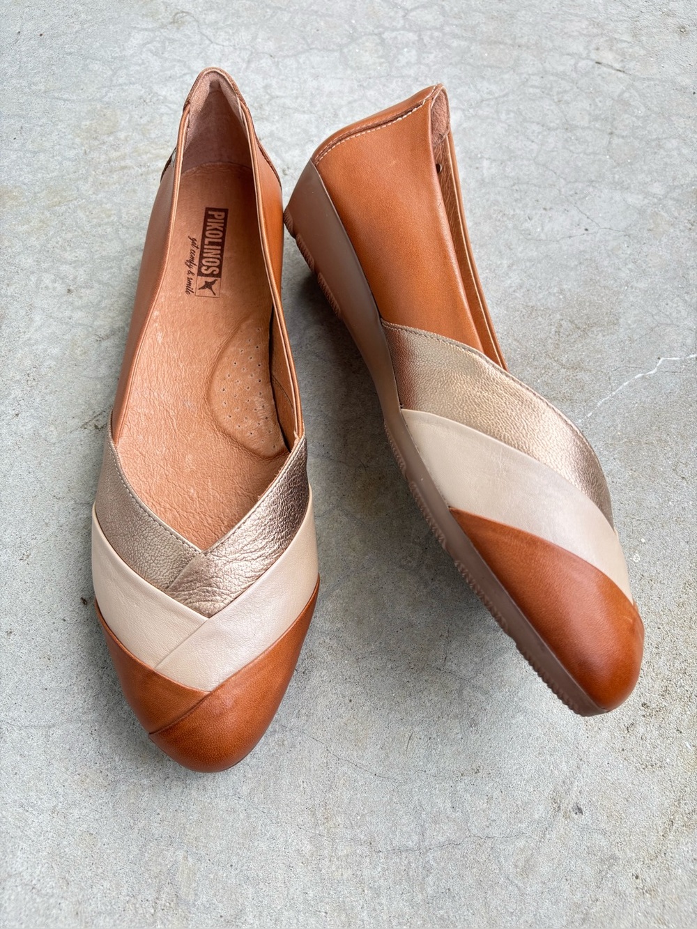 Pikolinos Aledo Leather Colorblock Flats EU 41 Boho Comfort Balletcore Shoes